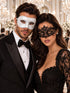 White Glitter Men’s Venetian Mask with Black Lace Women’s Mask | Classic Black White Masquerade Pair - product image 1