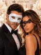 White Glitter Venetian Mask for Men & Black Phantom Lace Mask for Women | Dramatic Black White Masquerade Set - product image 2