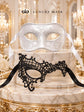 White Glitter Venetian Mask for Men & Black Phantom Lace Mask for Women | Dramatic Black White Masquerade Set - product image 6