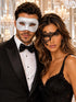 White Glitter Venetian Mask for Men & Black Phantom Lace Mask for Women | Dramatic Black White Masquerade Set - product image 1