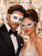 White Glitter Venetian Masks for Couples | Men’s Classic Masquerade Mask with Women’s White Lace Eye Mask - product image 2