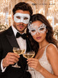 White Swan Lace Mask for Women with White Glitter Venetian Mask for Men | All White Masquerade Couple Masks - product image 4
