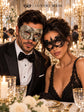 Silver & Black Antique Venetian Mask for Men with Black Lace Mask for Women | Vintage Masquerade Couple Set - product image 4