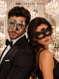 Black Flower Lace Mask for Women with Silver & Black Antique Venetian Mask for Men | Vintage Masquerade Couple Set - product image 4