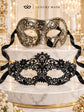Black Flower Lace Mask for Women with Silver & Black Antique Venetian Mask for Men | Vintage Masquerade Couple Set - product image 6
