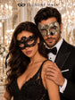Black Flower Lace Mask for Women with Silver & Black Antique Venetian Mask for Men | Vintage Masquerade Couple Set - product image 3