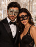 Black Flower Lace Mask for Women with Silver & Black Antique Venetian Mask for Men | Vintage Masquerade Couple Set - product image 1