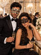 Antique Silver Black Venetian Mask for Men & Black Lace Mask for Women | Elegant His and Hers Masquerade Set - product image 3