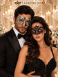 Antique Silver Black Venetian Mask for Men & Black Lace Mask for Women | Elegant His and Hers Masquerade Set - product image 2