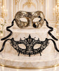 Antique Silver Black Venetian Mask for Men & Black Lace Mask for Women | Elegant His and Hers Masquerade Set - product image 6