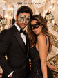 Silver Black Antique Venetian Mask & Black Lace Mask | His and Hers Masquerade Masks for Couples - product image 2