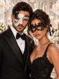 Black Gold Phantom of the Opera Mask for Men with Black Lace Mask for Women | Antique Style Couples Masquerade Set - product image 1