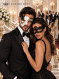 Black Gold Phantom Men’s Mask & Black Lace Women’s Mask | Antique Venetian Masquerade Masks for Couples - product image 2