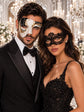 Black Gold Phantom Men’s Mask & Black Lace Women’s Mask | Antique Venetian Masquerade Masks for Couples - product image 1