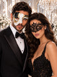 Black Gold Antique Phantom Mask for Men with Black Lace Mask for Women | Venetian Masquerade Couple Masks - product image 1