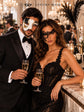 Black Phantom Lace Mask for Women & Black Gold Phantom Mask for Men | Antique Style Masquerade Couple Set - product image 5
