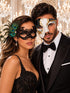 Black Gold Phantom Mask for Men with Black Peacock Feather Lace Mask for Women | Venetian Masquerade Couple Set - product image 1
