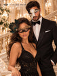 Black Gold Masquerade Masks for Couples | Men’s Antique Phantom Mask with Women’s Peacock Feather Lace Mask - product image 4