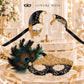 Black Gold Flower Lace Peacock Mask for Women with Antique Phantom Men’s Mask | Venetian Masquerade Couple Masks - product image 6