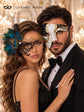 Black Gold Phantom Peacock Mask for Women with Antique Phantom Mask for Men | Dramatic Couples Masquerade Set - product image 2