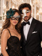 Black Silver Peacock Lace Mask for Women & Black Gold Antique Phantom Mask for Men | Venetian Masquerade Couple Set - product image 1