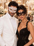White Diamond Venetian Mask for Men & Black Lace Mask for Women