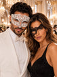 White Diamond Metal Mask & Black Phantom Lace Mask