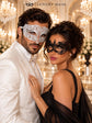 White Diamond Clear Stone Mask for Men with Black Lace Mask for Women – product photo 5