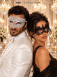 White Diamond Clear Stone Mask for Men with Black Lace Mask for Women – product photo 4