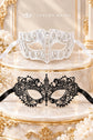 White Diamond Clear Stone Mask for Men with Black Lace Mask for Women – product photo 6