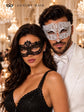White Clear Stone Diamond Mask for Men & Black Flower Lace Mask for Women – product photo 3
