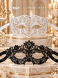 White Clear Stone Diamond Mask for Men & Black Flower Lace Mask for Women – product photo 6