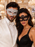 White Clear Stone Diamond Mask for Men & Black Flower Lace Mask for Women