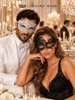 White Clear Stone Venetian Mask for Men & Black Swan Lace Mask for Women – product photo 4