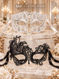 White Clear Stone Venetian Mask for Men & Black Swan Lace Mask for Women – product photo 6