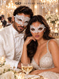 White Lace & Diamond Clear Stone Masks for Couples – product photo 4
