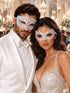 White Lace & Diamond Clear Stone Masks for Couples