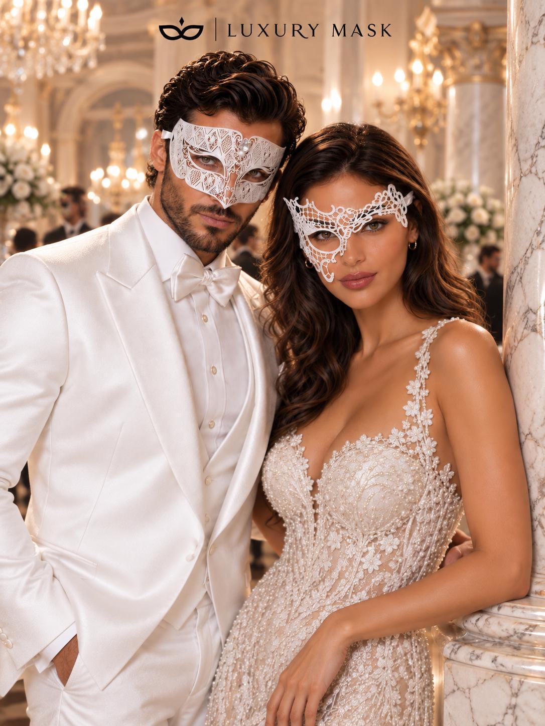 White Phantom Lace & Clear Stone Diamond Masks – product photo 4