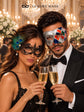 Silver Multicolor Checkered Venetian Mask with Black Peacock Lace Mask – product photo 5