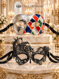 Multicolor Checkered Venetian Mask for Men & Black Swan Lace Mask for Women – product photo 6