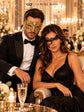 Gold Diamond Venetian Mask for Men & Black Phantom Lace Mask for Women – product photo 4