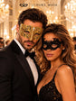 Gold Clear Stone Diamond Mask for Men & Black Lace Venetian Mask for Women – product photo 2