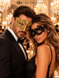 Gold Clear Stone Diamond Mask for Men & Black Lace Venetian Mask for Women – product photo 4