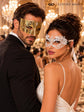 Gold Diamond Clear Stone Mask & White Lace Venetian Mask – product photo 5