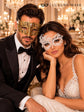 Gold Clear Stone Diamond Mask for Men & White Swan Lace Mask for Women – product photo 5