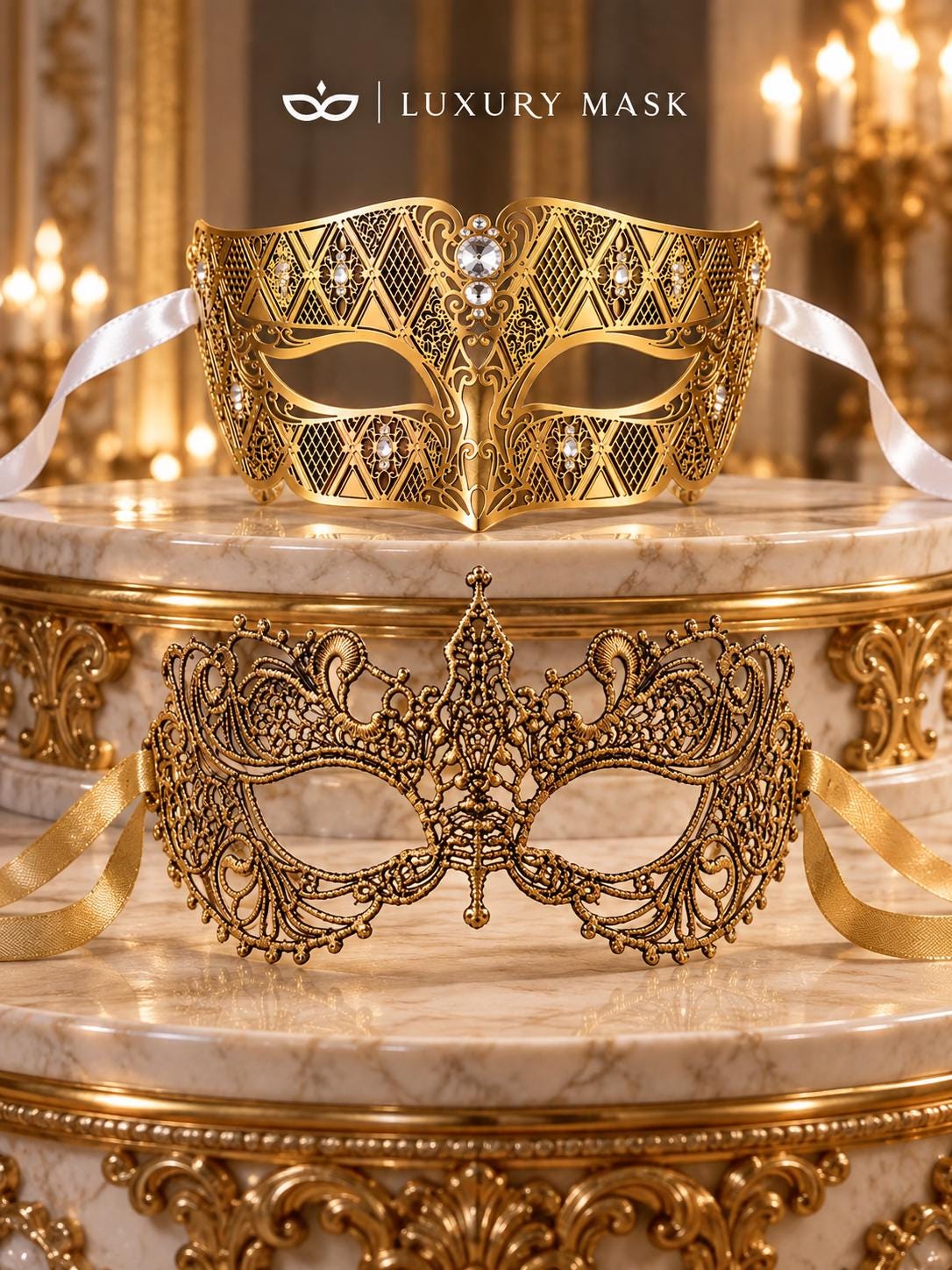 All Gold Masquerade Masks for Couples – product photo 6