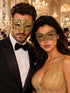Gold Black Lace Mask for Women with Gold Diamond Stone Mask for Men