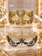 Black Gold Lace Mask for Women & Gold Diamond Venetian Mask for Men – product photo 6