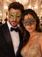 Gold Diamond Clear Stone Venetian Mask & Antique Gold Lace Mask