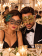 Gold Black Peacock Feather Lace Mask & Gold Diamond Venetian Mask – product photo 3